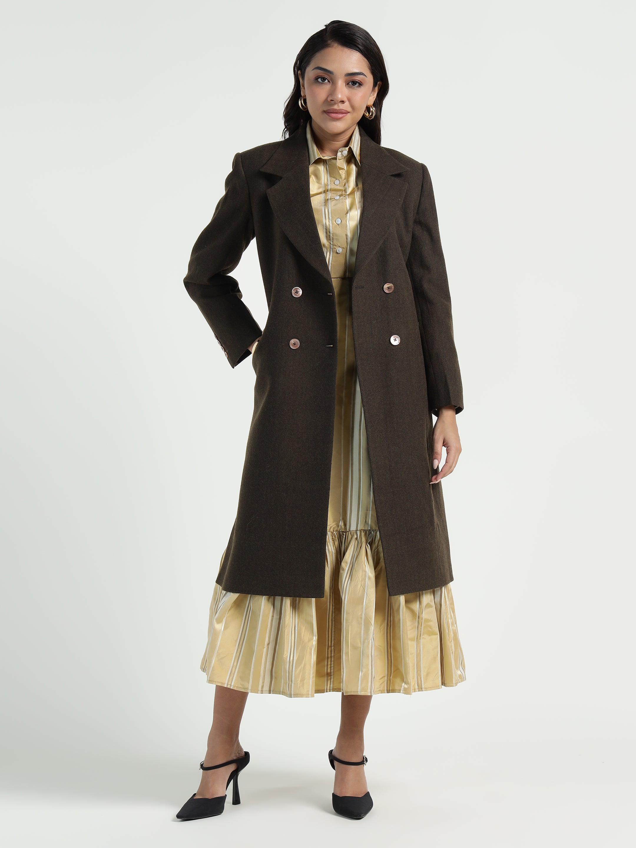 Ladakh Wool Long Coat Olive Green – Looms of Ladakh