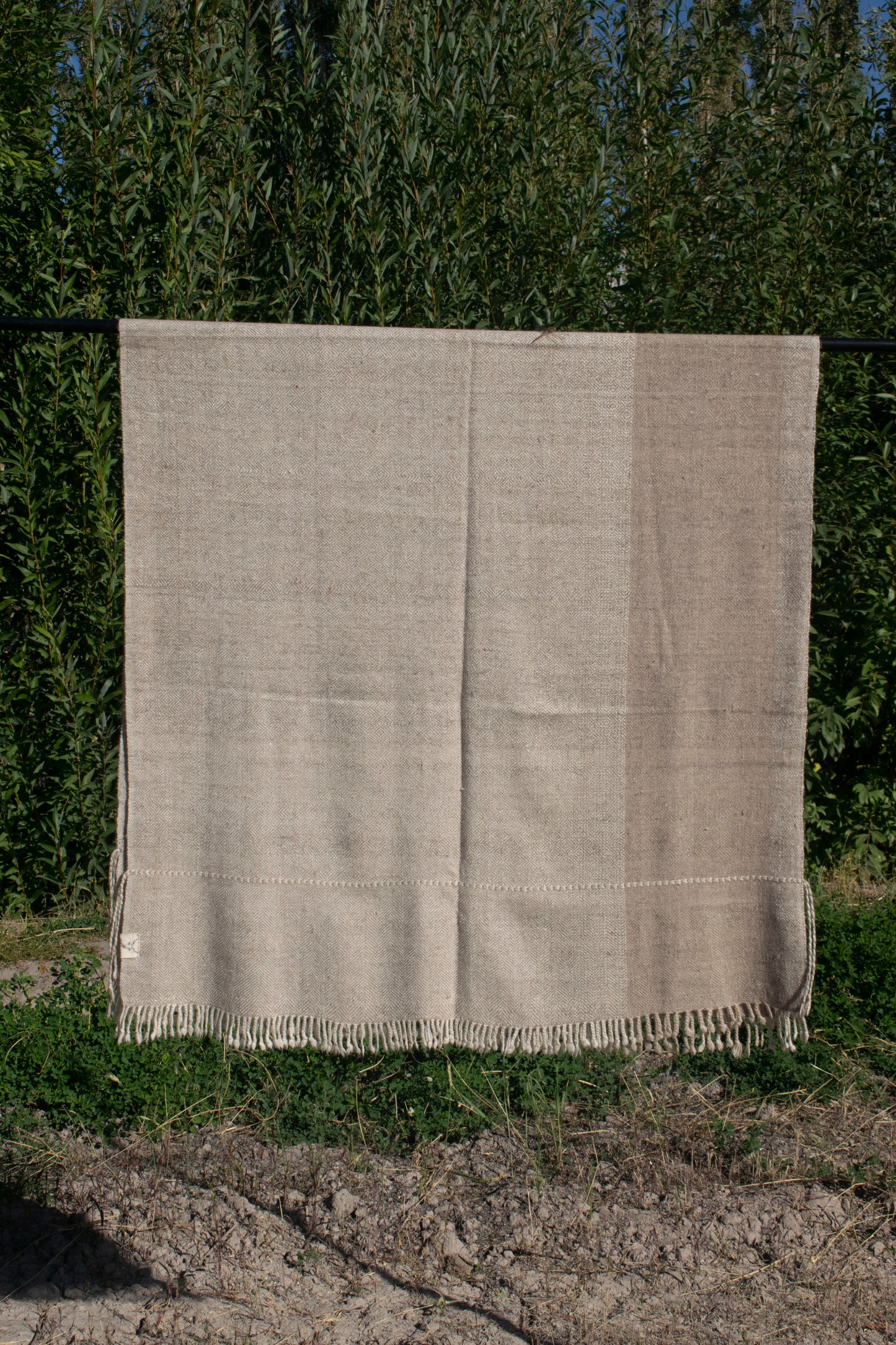 Natural Gray and White Cashmere Shawl