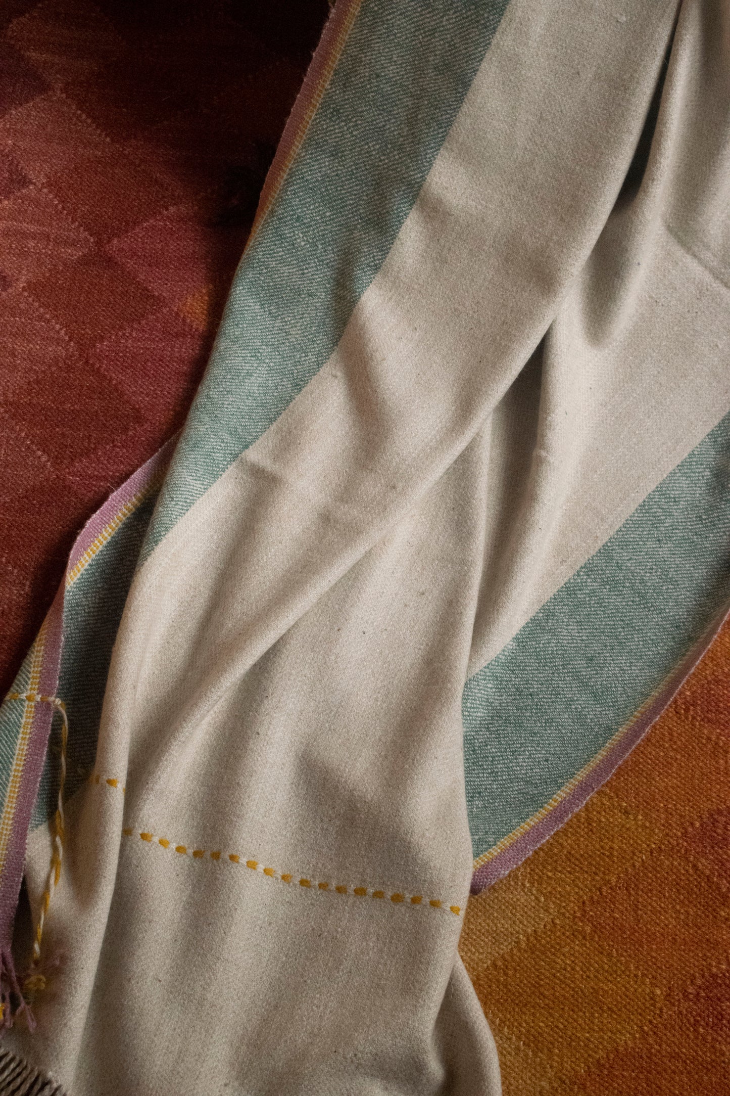 Vintage Beige Cashmere Shawl