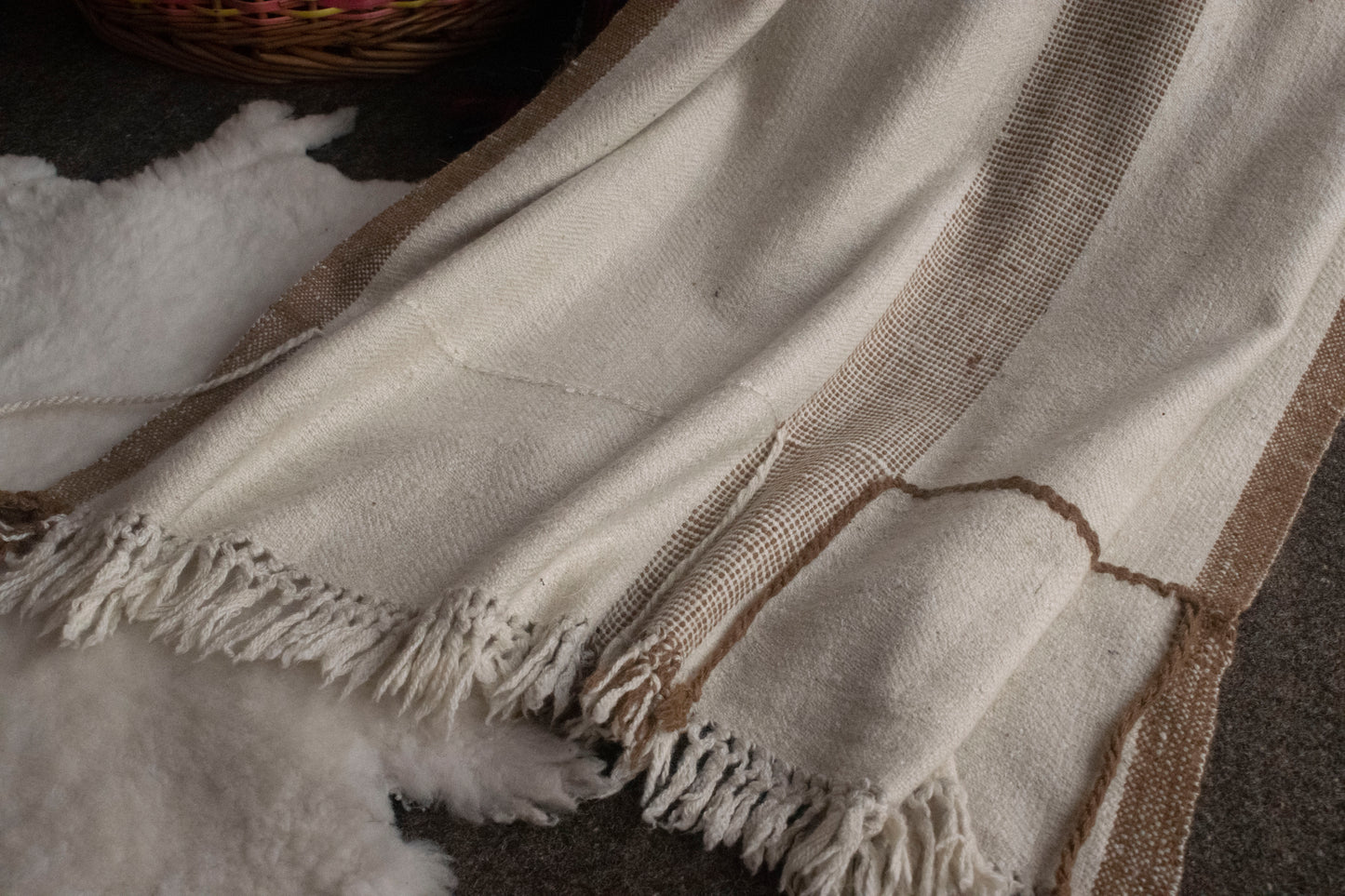 Boho White Cashmere Stole