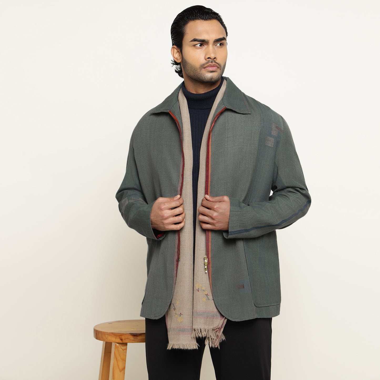 Forest-Green Pashmina Jacket