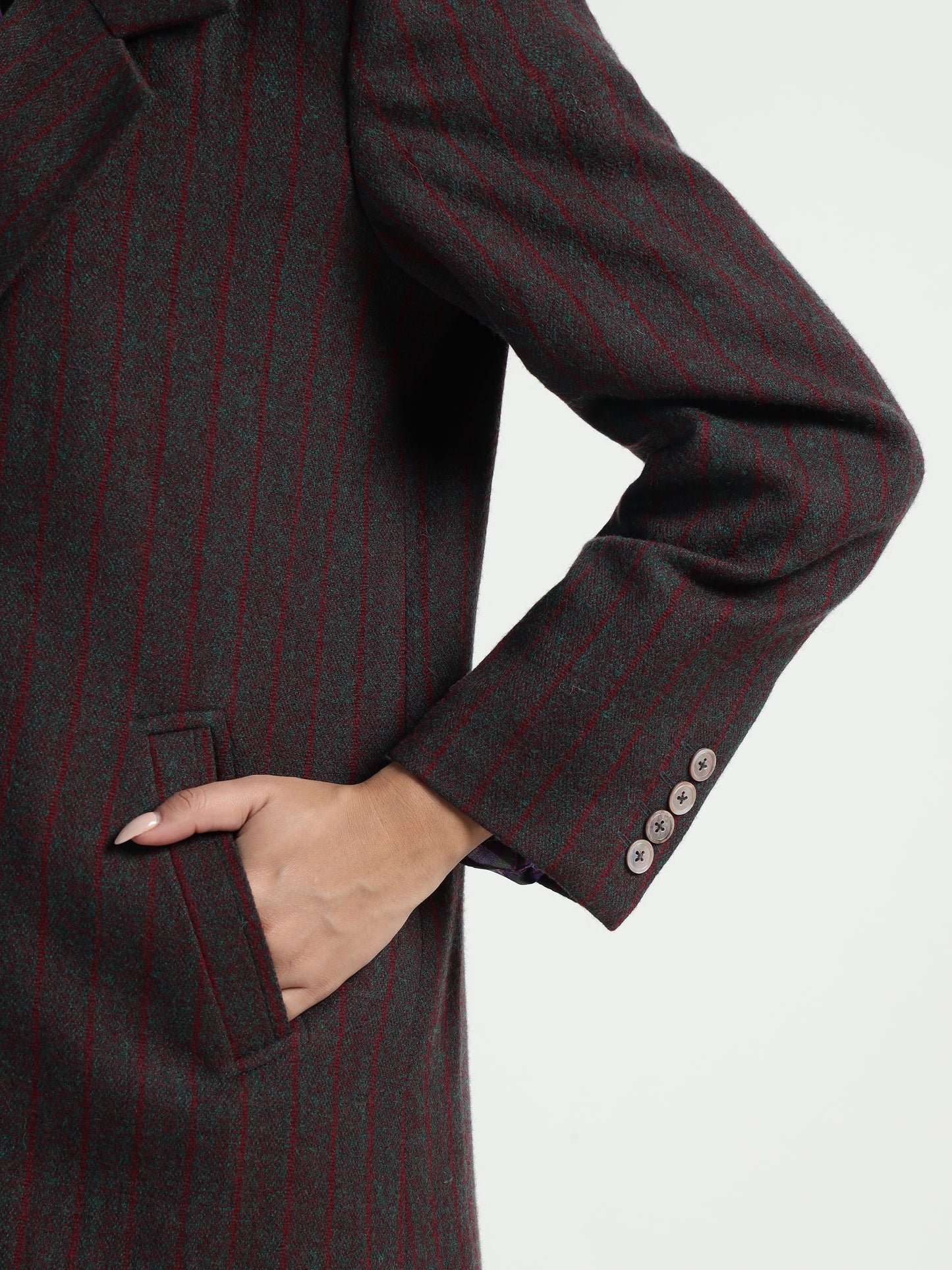 Ladakh Wool Long Coat Striped