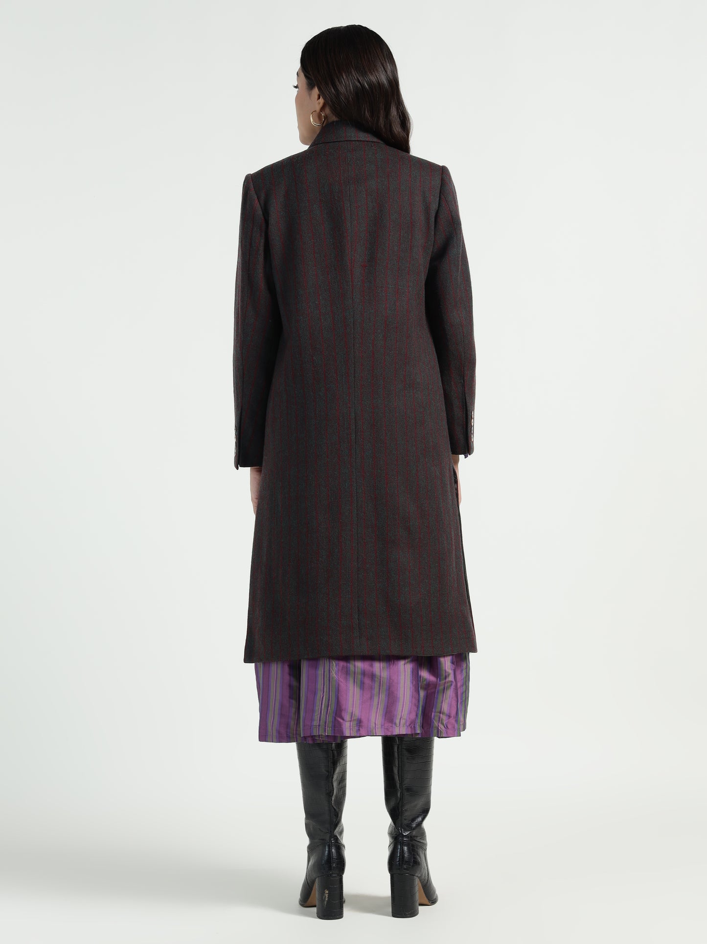 Ladakh Wool Long Coat Striped
