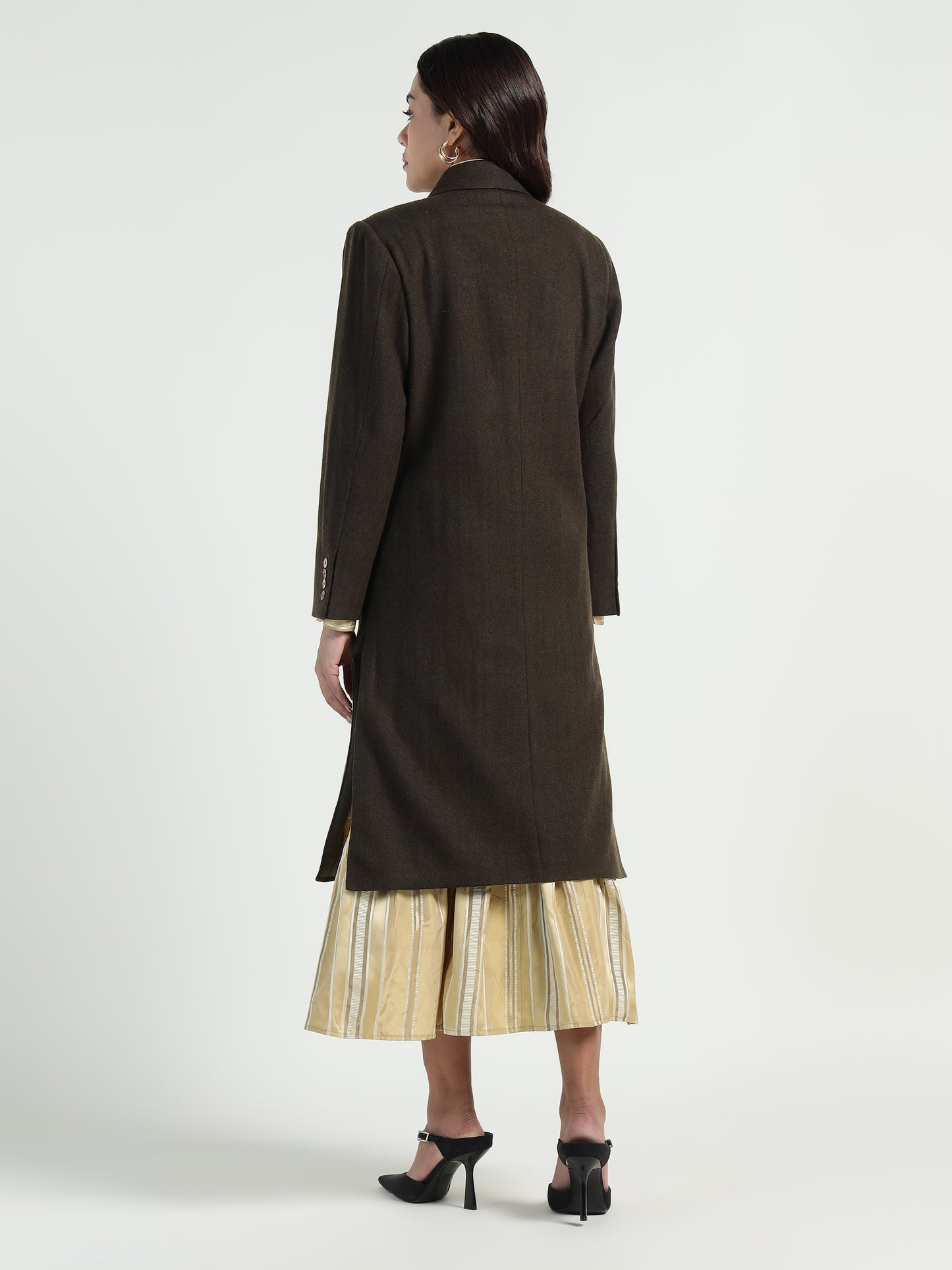 Ladakh Wool Long Coat Olive Green