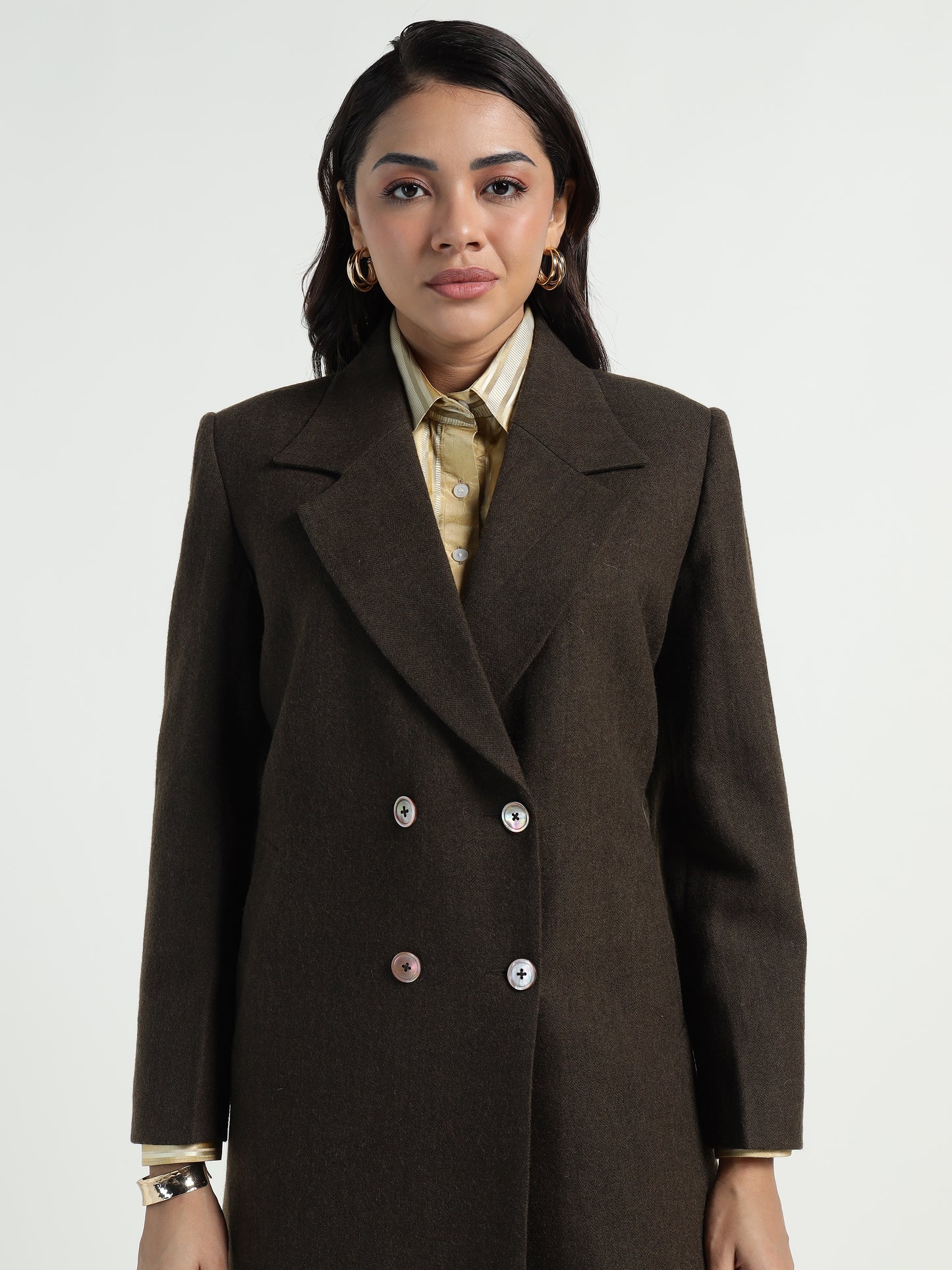 Ladakh Wool Long Coat Olive Green