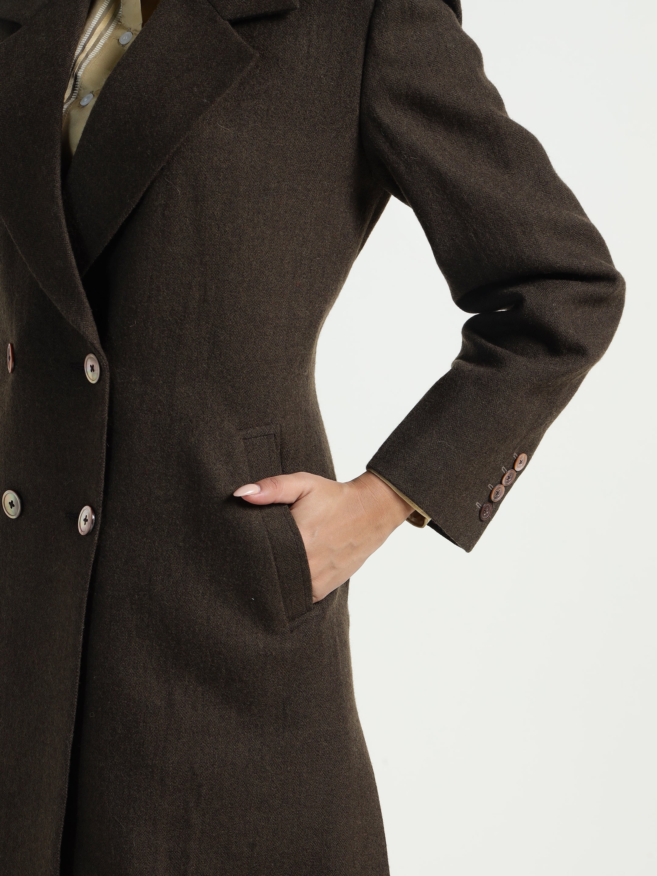 Ladakh Wool Long Coat Olive Green – Looms of Ladakh
